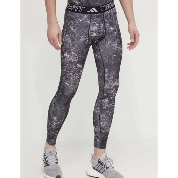 adidas Men's Long Performance Tights Tech-Fit Moisture Wicking Black Multi S - Picture 6 of 10